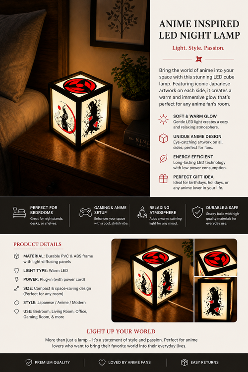 Anime inspired lamp, night light, mood light