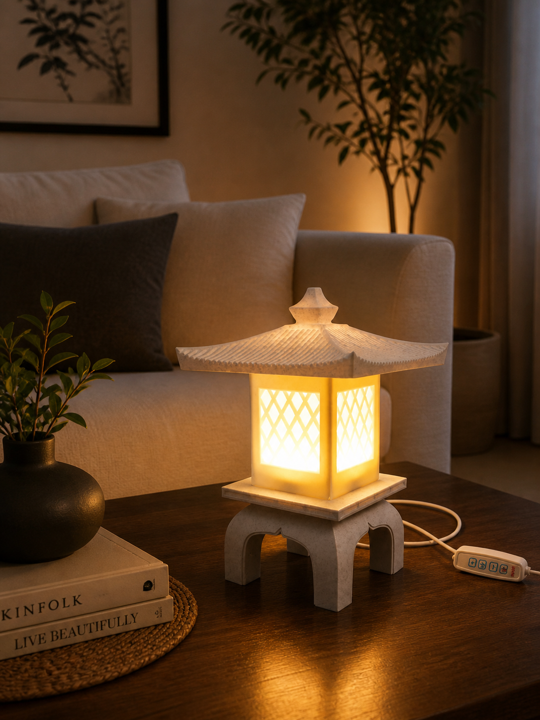 Marble look Japanese style lamp, night light, mood light